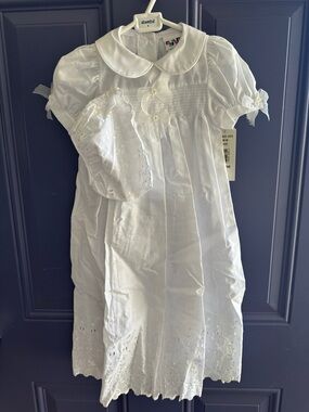 Alexis White Eyelet Cotton Dress with Matching Bonnet